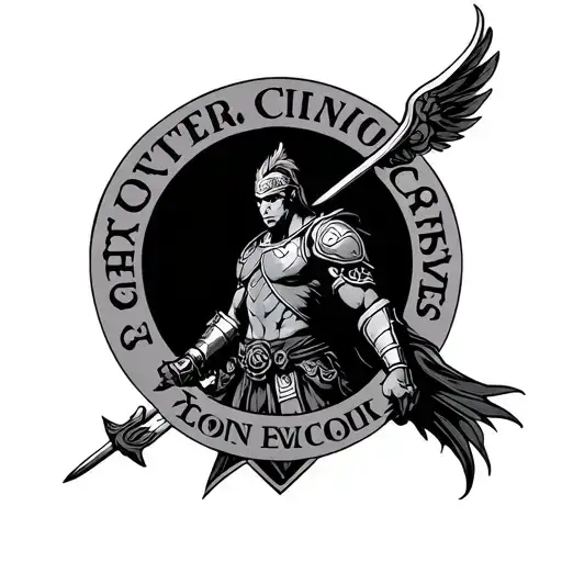 a warrior with the words strength, courage honor around it  tattoo design idea