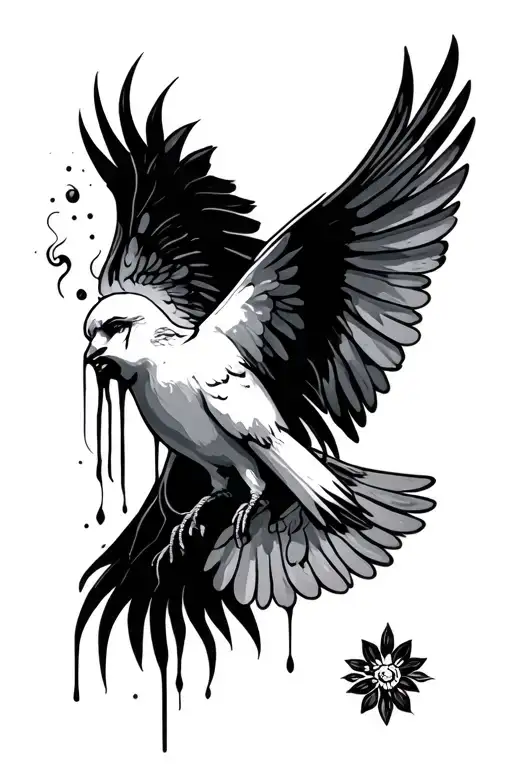 crying mary dove tattoo design idea