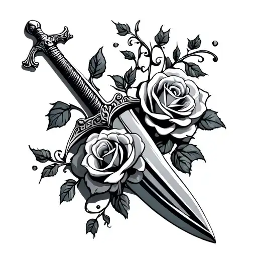 Sword With Roses Simiple 3225+ Sword With Roses Tattoo Ideas in 2025 - BlackInk AI