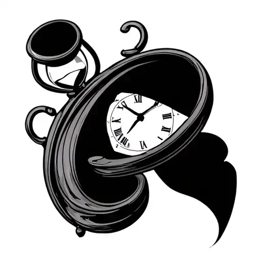 clock that swallows time with a hourglass tattoo design idea