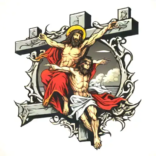 Jesus crucifixion scene tattoo design idea
