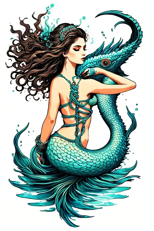shibari siren underwater tattoo design idea