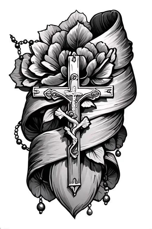 rosary that wraps around the arm tattoo design idea