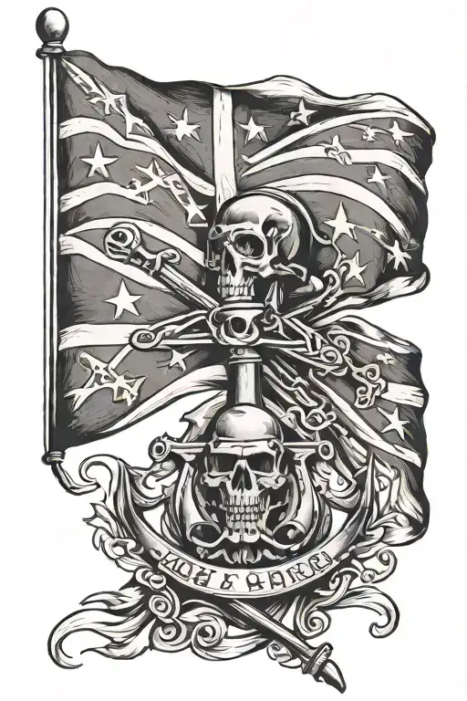Rebel Flag ripping tattoo design idea
