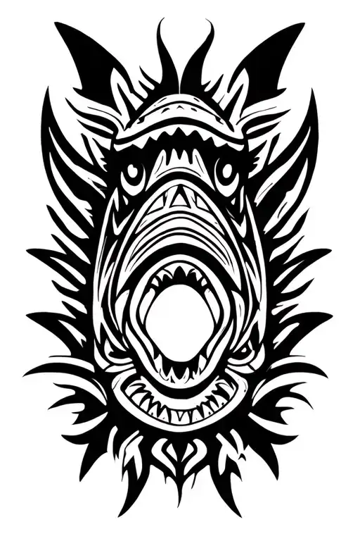 Polynesian Hammer Head shark tattoo design idea