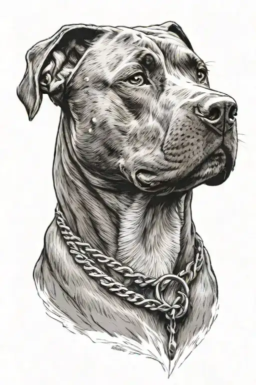 pitbull dog with simple background tattoo design idea