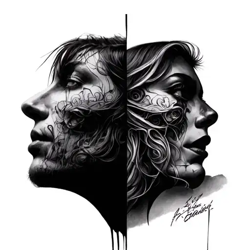 Split Personality tattoo design idea