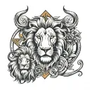 lion libra virgo taurus tattoo design idea