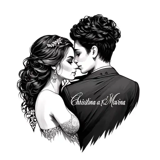 couple tattoos with a friend with a combination of names: Christina and Marina tattoo design idea