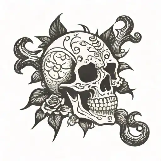 simple skull doodle tattoo design idea