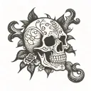 simple skull doodle tattoo design idea