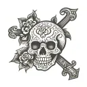 simple skull doodle tattoo design idea