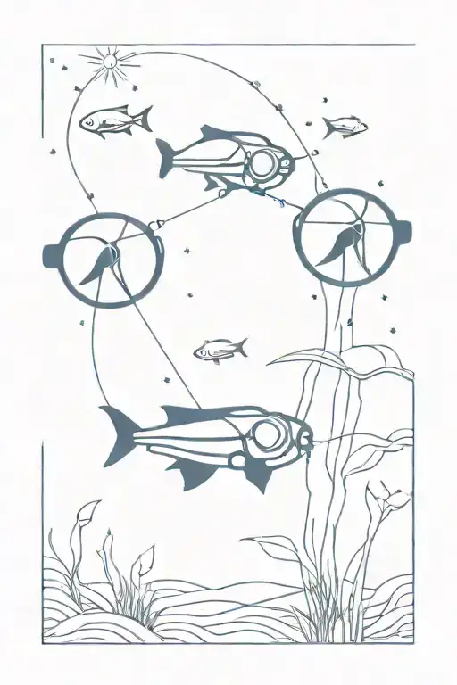 planktons shine blue under the sea at night like a stars vision goggles tattoo design idea