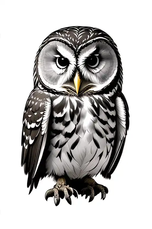 barred owl perched regally tattoo design idea