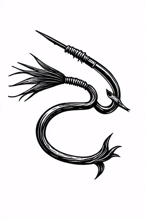 fishing hook tattoo design idea