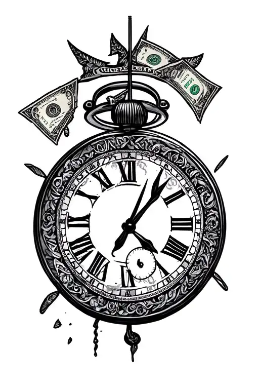 time is money tattoo design idea