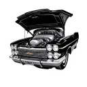 engine v8 chevy impala tattoo design idea