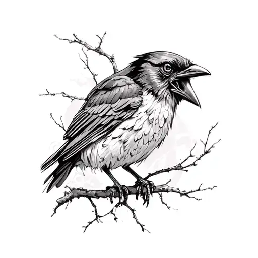 The mockingbird & The crow by hardy tattoo design idea