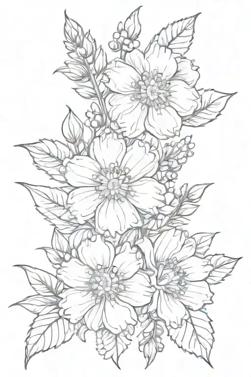 October,  August, November, April birth flower   tattoo design idea
