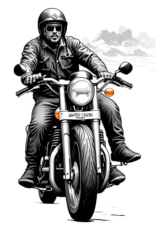 seafarer riding a motorbike tattoo design idea
