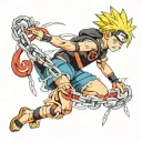 naruto pain tattoo with kurapika's chains of judgement from hunterxhunter tattoo design idea