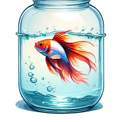 betta fish trapped in a jar tattoo design idea