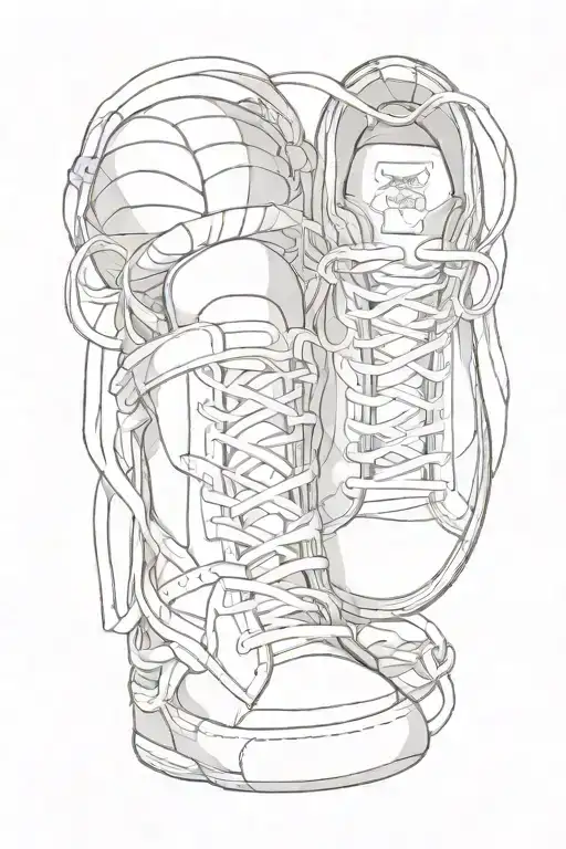 a basketball and ballet shoes tied together symbolizing tattoo design idea