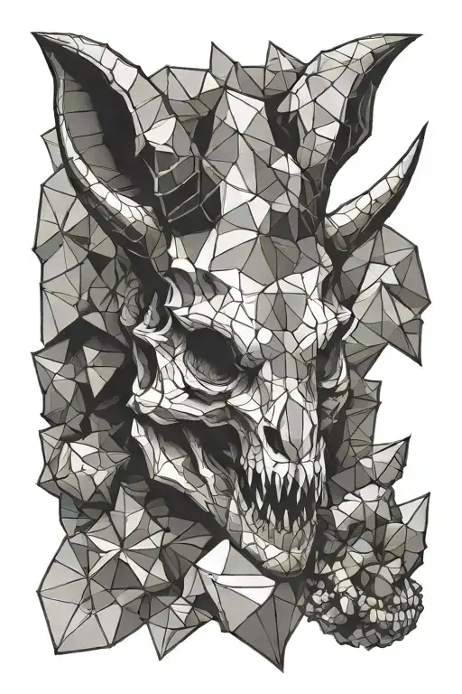 geometric Jurassic triceratops dinosaur skull tattoo design idea