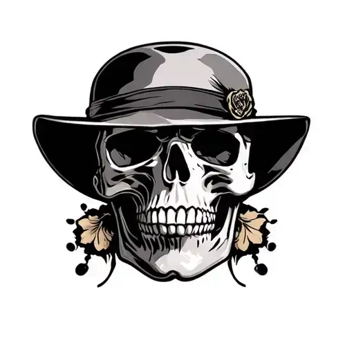 narcos skull wearing tattoo design idea