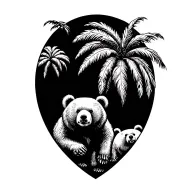 Palm Tree 3 litle bears tattoo design idea