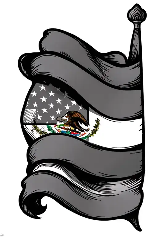 Mexican, American, Guatemalan flag intertwined tattoo design idea