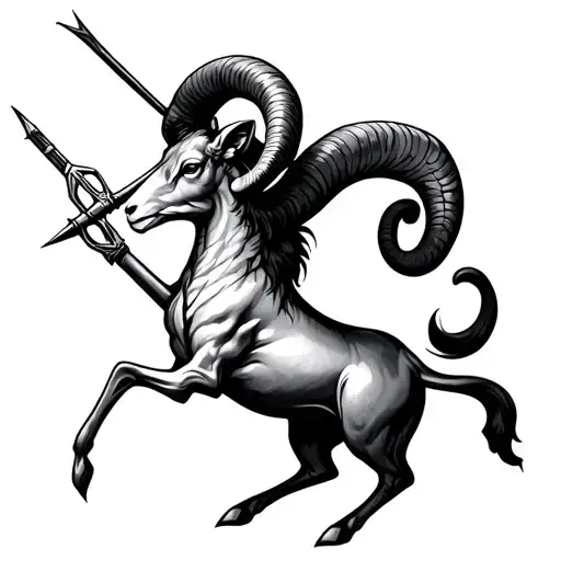 Sagittarius star sign fighting Aries ram tattoo design idea