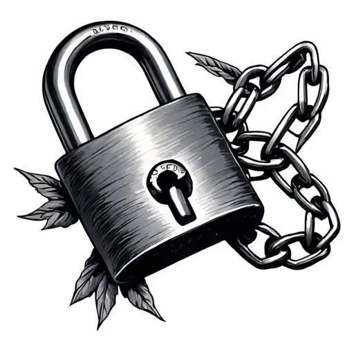 padlock with chain forming the shape tattoo design idea
