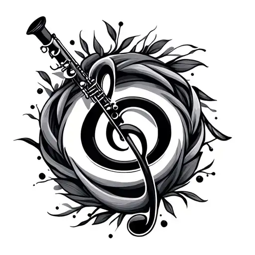 g clef and clarinet tattoo design idea