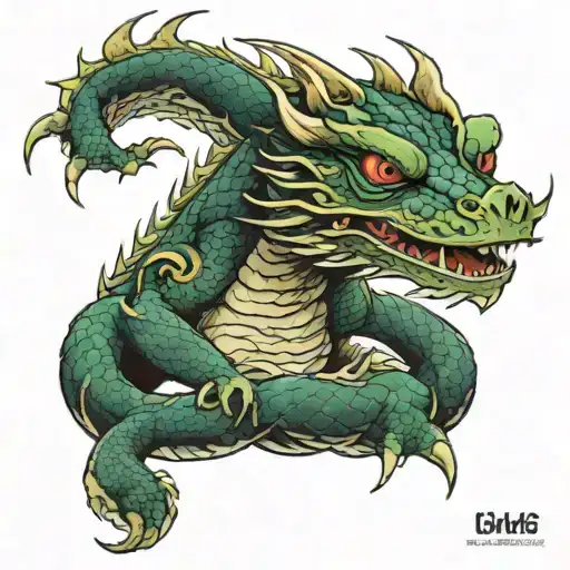vietnamese draconian half man half lizard tattoo design idea