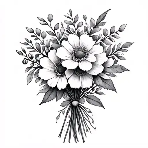 March December August birth flower bouquet tatoo design tattoo design idea