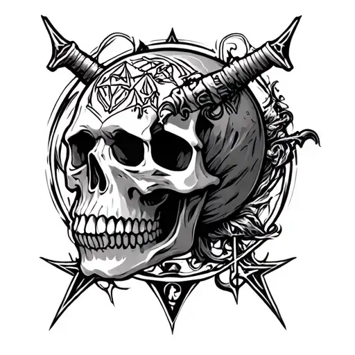Skull satanic symbols tattoo design idea