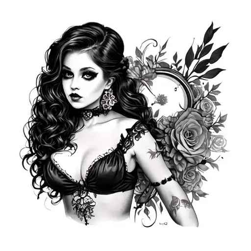 Goth Pinup Girl tattoo design idea
