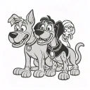 Shaggy and Scooby doo traditional style black and grey tattoo design idea
