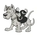Shaggy and Scooby doo traditional style black and grey tattoo design idea