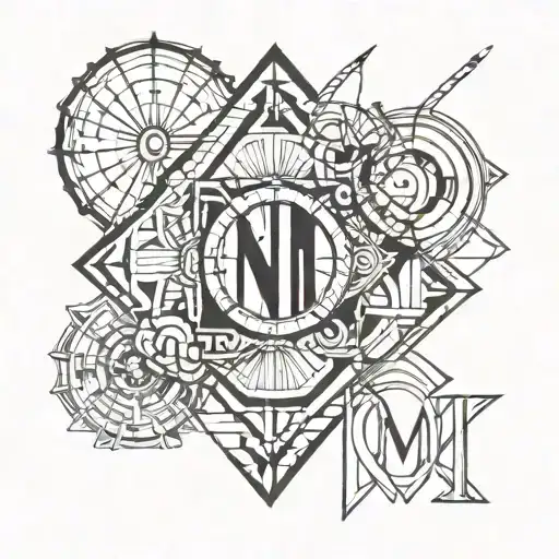 Incorporate the Roman numerals for the client's wedding date into a unique geometric design tattoo design idea