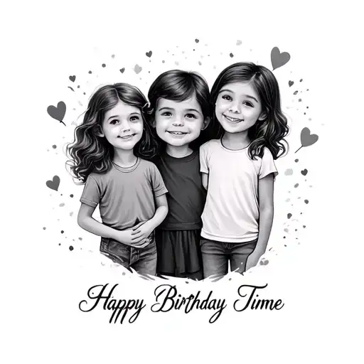 birthday time for three kids names tattoo design idea