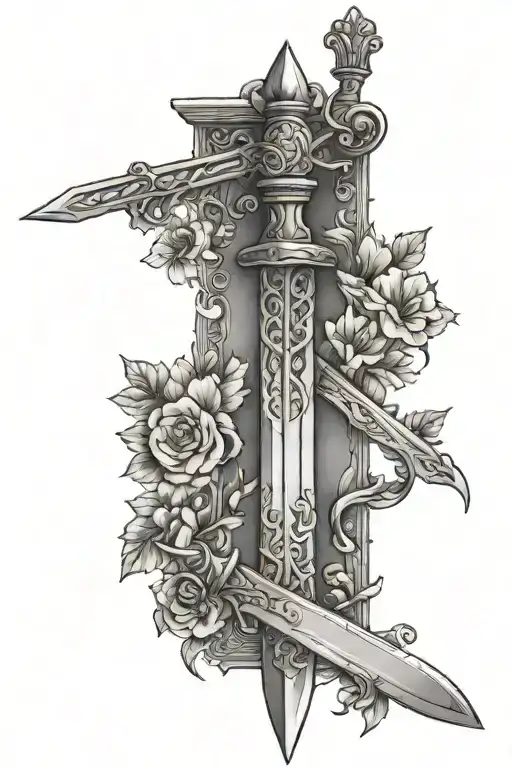 fall from grace, sword, bible, spine tattoo tattoo design idea