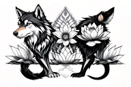 wolf legs with lotus flowers tattoo design idea