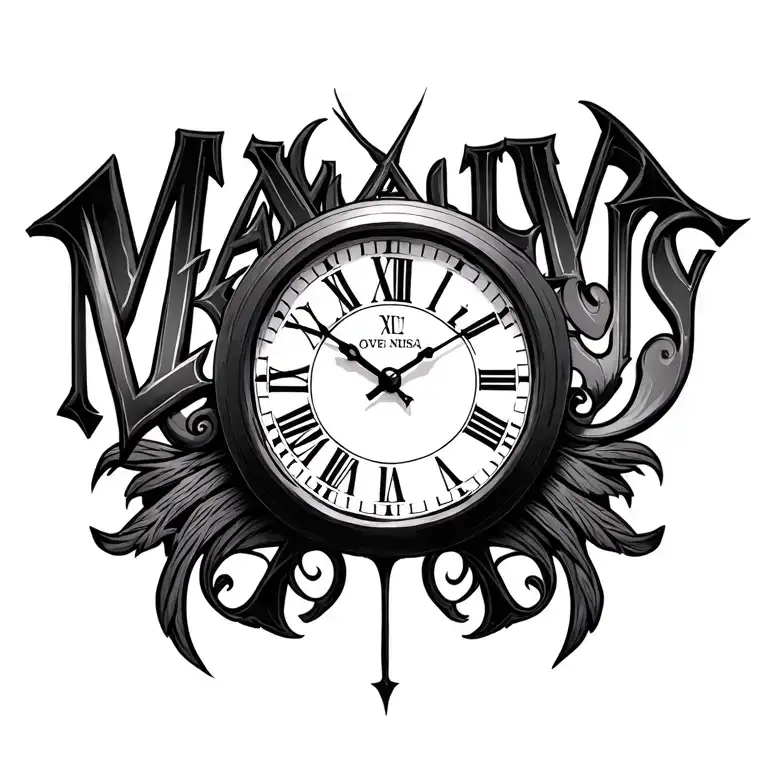 "Maximus " Roman numeral clock tattoo design idea