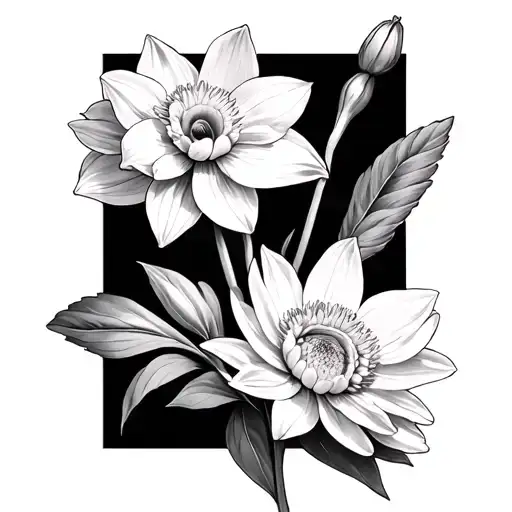 Narcissus And Chrysanthemum tattoo design idea