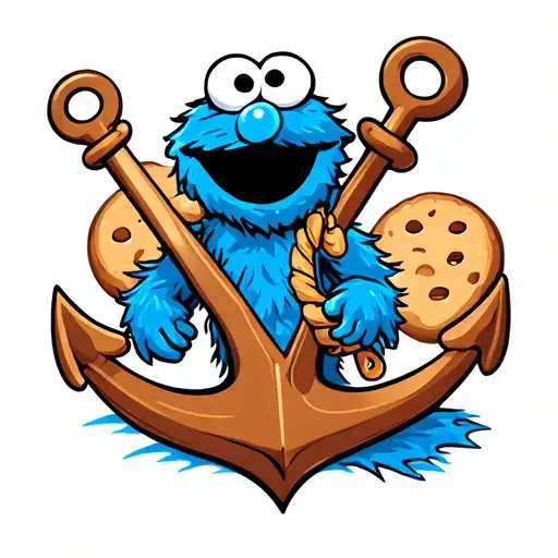 an anchor with Cookie Monster tattoo design featuring tattoo design idea
