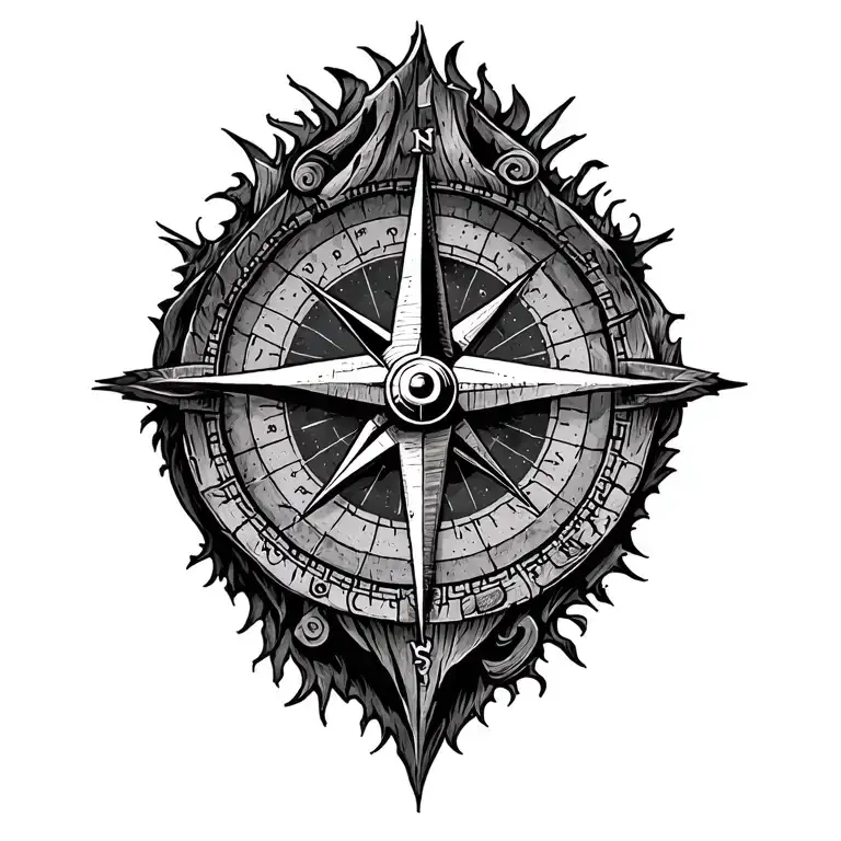 true north compass tattoo design idea