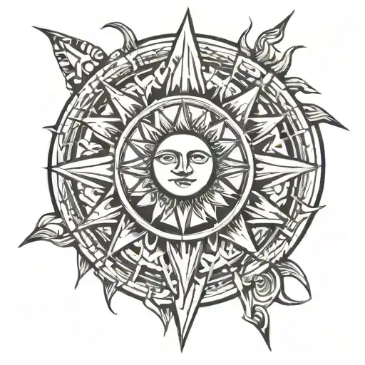 tattoo representing a sun which includes my 3rd son Antonin tattoo design idea