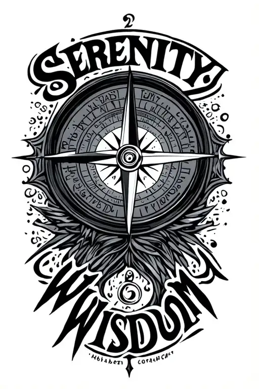 "serenity courage wisdom" compass navigation lines forming tattoo design idea
